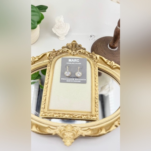 MARC Sterling Silver Heart Earrings – Swarovski® Marcasite & Cubic Zirconia - Picture 4 of 8